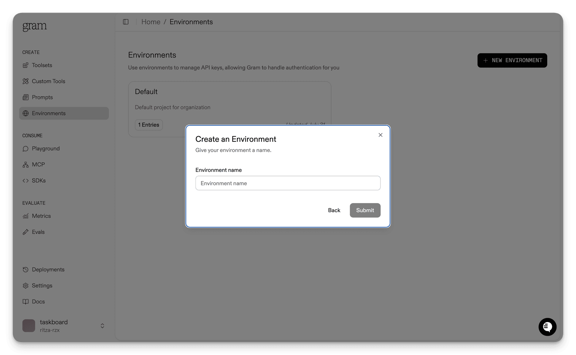 Creating an environment