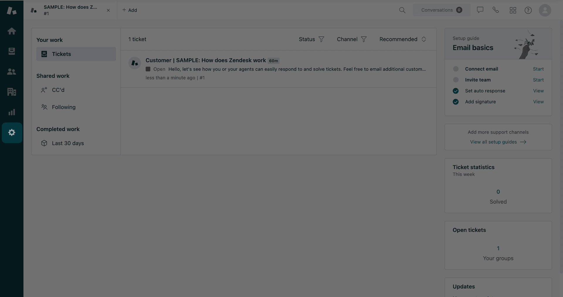 Navigating to settings